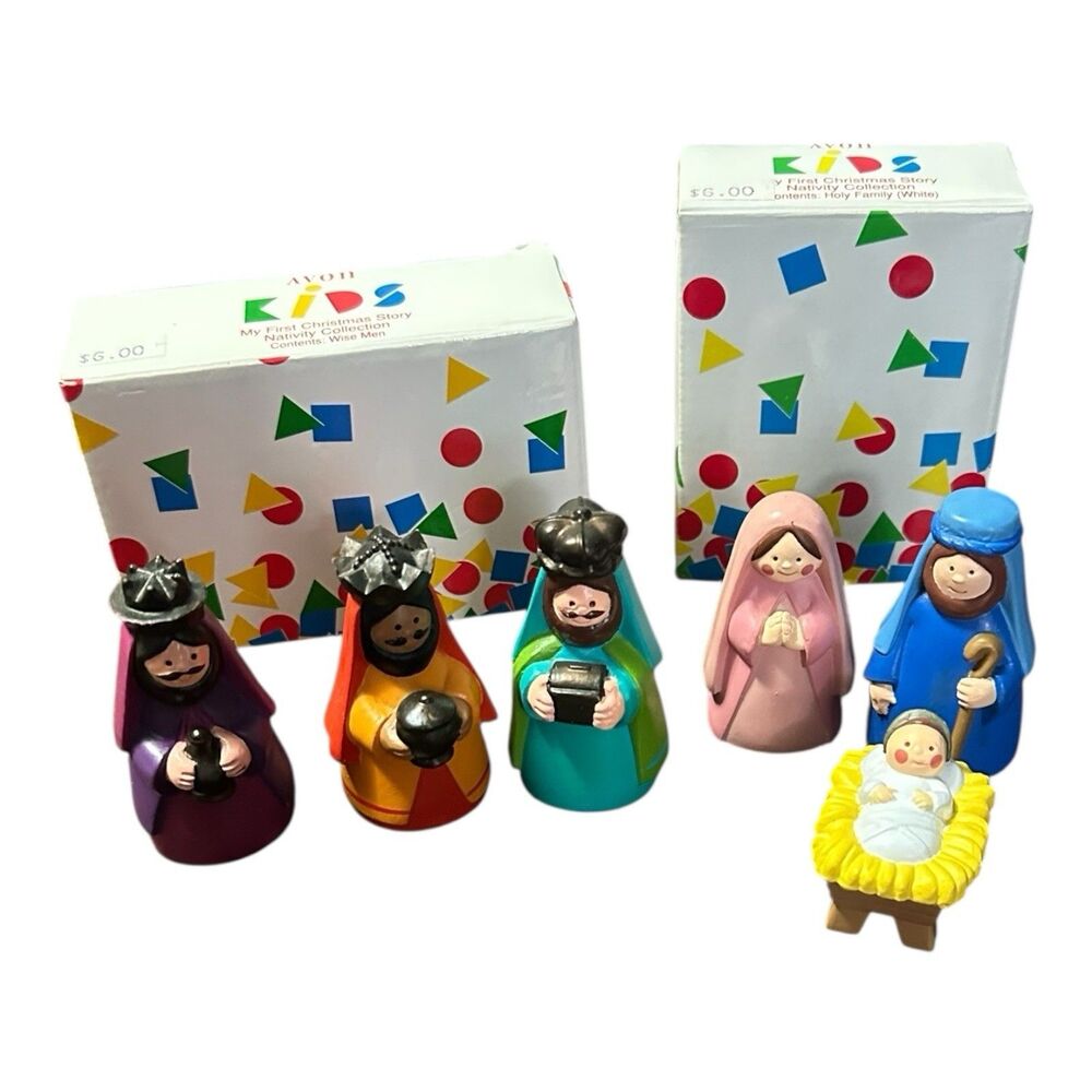 1993 Avon Kids My First Nativity Scene Holy Family Baby Jesus  & Wise Men